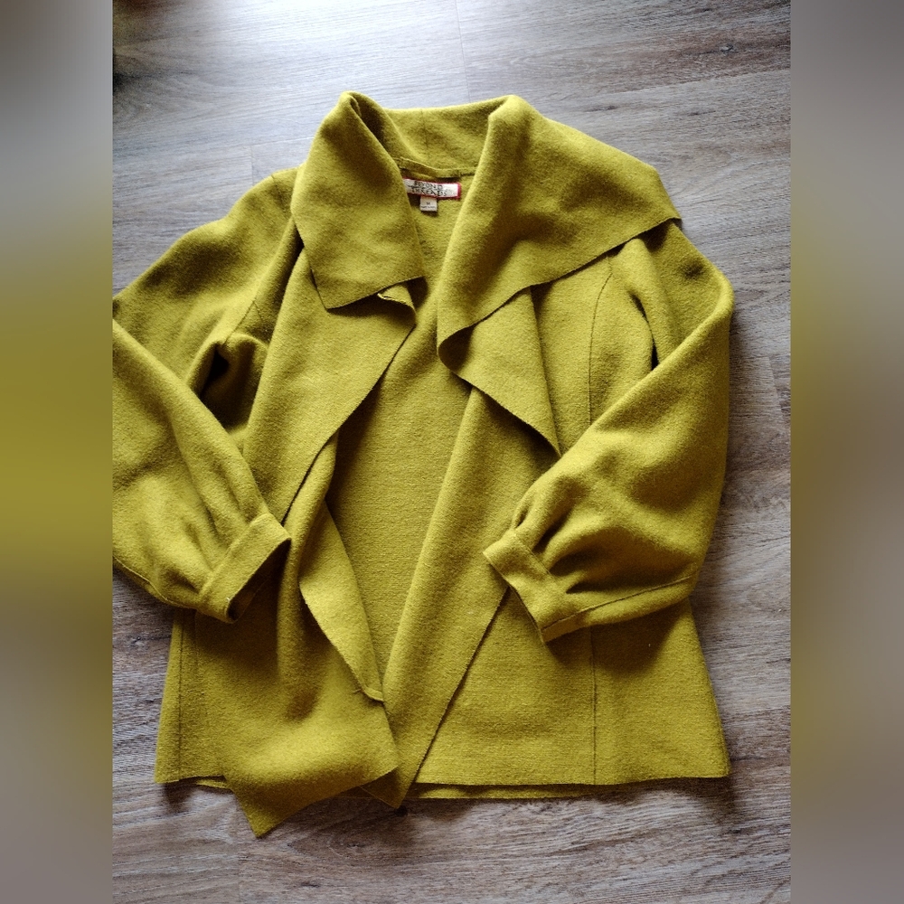 Olive Green Draped Open Front Cardigan